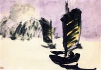 Junks under a Bright, Purple Sky
