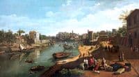 Rome, vue du Tibre au port de Ripa Grande