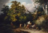 Bandits attacking travelers in a forest in Germany