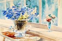 Flowers in a window sill
