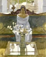 Seated lady with flowers