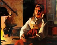Woman at the Fireplace