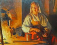 Woman Grinding Coffee