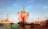 Bedecked Boat in the Harbor, Venice