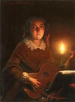 A Girl Playing a Guitar by Canclelight