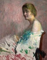 Portrait of a smiling seated lady
