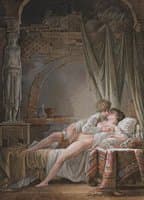 A Young Couple in a Passionate Embrace