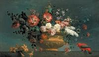 Flower Piece With Parrot