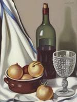 Still life with Wine Bottle and Onions