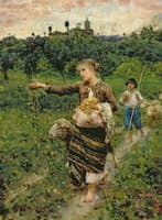 Shepherdess Carrying A Bunch Of Grapes