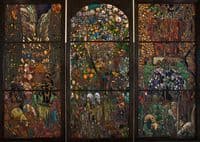 Stained glass triptych: El Gorg Blau
