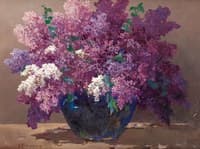 Lilacs in a Blue Vase