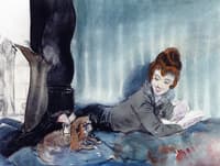 Reading Woman with Dog