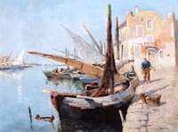 Fishermenn on a Sunlit Quay on the Côte d'Azur