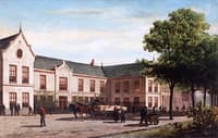 A Busy Day outside the Ambachtsschool, Weteringschans, Amsterdam