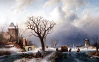 A Bustling Day on a Frozen River with a Koek-en-zopie