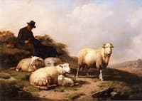 A Resting Shepherd with His Herd