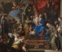 The Virgin and Child between the Theological Virtues and Saints