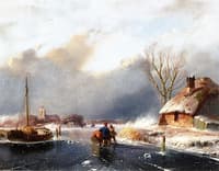 A Winter Landscape with Figures on the Ice