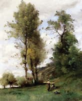 Farmers near a Stream