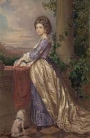 Portrait of a Young Lady with a Poodle on the Balcony