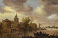View of a River with a Church and Farm