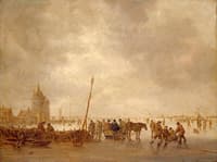 Frozen River with Skaters