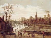 Winter View with Ice Skaters