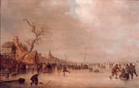 Winter Landscape with Skaters on a Lake