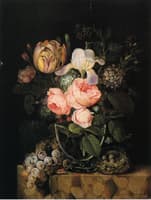 Still Life with Flowers, Grapes and a Bird's Nest
