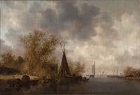 River Landscape with Fishing Boats