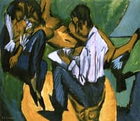Artist Sketching with Two Women
