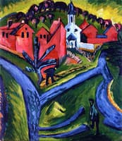 Village with Blue Paths