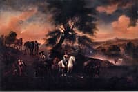 Italianate Landscape with Travelers Crossing a Stream