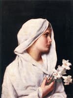 Profile of a Young Woman, Draped in White, Holding a Lily