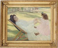 Mother and Child on Chaise Lounge