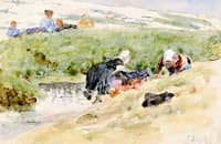 Two Studies of Washerwomen in Landscapes I