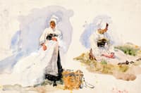 Two Studies of Washerwomen in Landscapes II