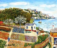 French Flower Gardens with Harbor