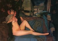 Reclining Maja with Blue and Gold