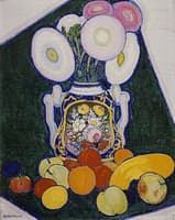 Still life with flowers and fruits