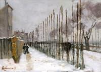 Snowy Road on Outskirts of Paris