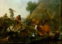 Herd of Cattle with Women Washing