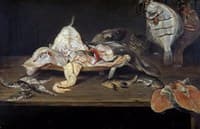 Still life with fish and Cat