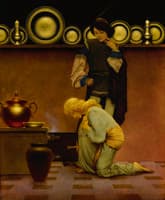 Lady Violetta and the Knave of Hearts open the Door to see if the Tarts are Done