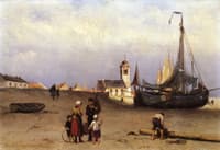 Fisher Folk and Beach Bomschuiten, near Katwijk
