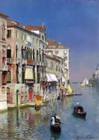 Gondolas on the Grand Canal, the Donna and Santa Maria della Salute beyond, Benice