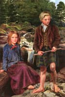 Two Highland Children by a Scottish Stream