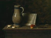 Table Top with Pitcher, Pipe and New York Herald