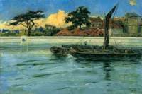 Barges by an Embankment
